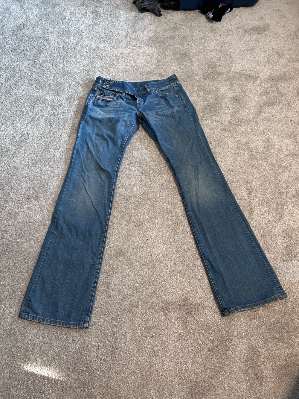 Vintage Diesel Y2K Low Rise Bootcut Flare Jeans Medium Wash Blue Denim Western